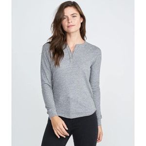 Marine Layer Gray Double Knit Henley Top